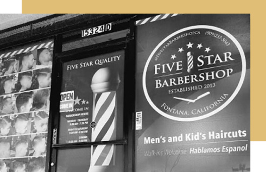 front of fivestar barbershop